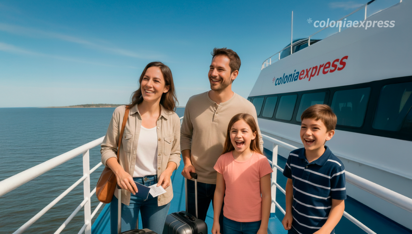 Familia viajando por Colonia Express